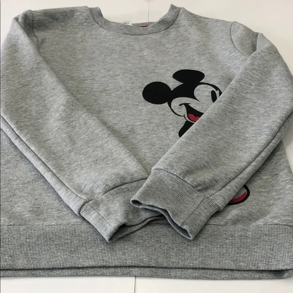 2/$25 Disney Mickey Mouse Crewneck Sweatshirt Kids Large (10–12) Heather Grey - Picture 5 of 9